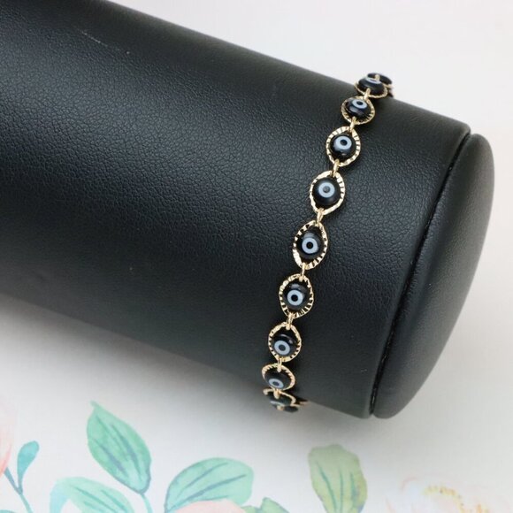 "Evil Eye Rose Gold Bracelet with Adjustable Chain - Elegant Design, XPBL0822 - Picture 9 of 12